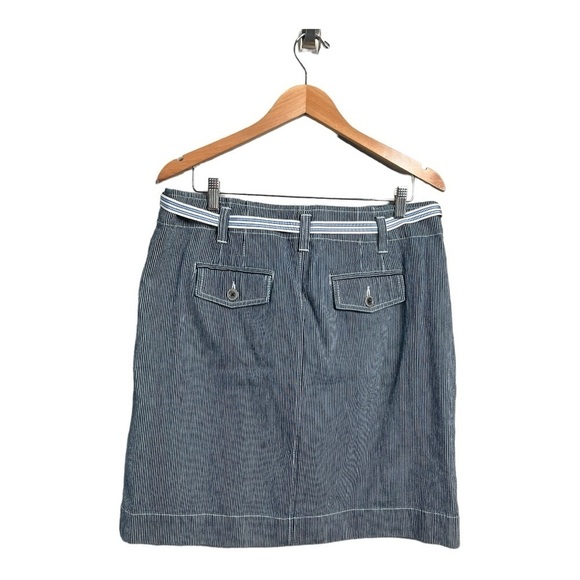 LOFT Navy Railroad Stripe Double Button Front Grosgrain Ribbon Belt NEW - Picture 7 of 15